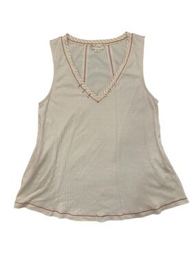 NWOT Hem & Thread V-Neck Cream Tank with Contrast Stitching